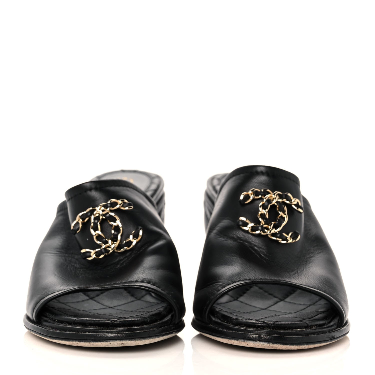 Chanel Lambskin Quilted CC Chain Mules 37 Black 2 of 7