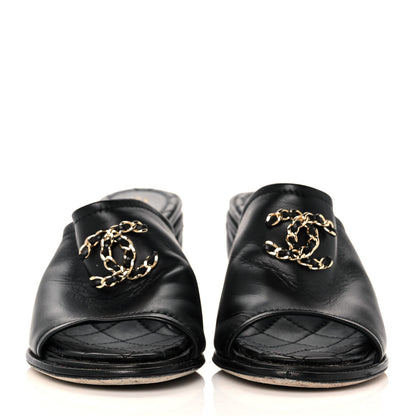 Chanel Lambskin Quilted CC Chain Mules 37 Black 2 of 7
