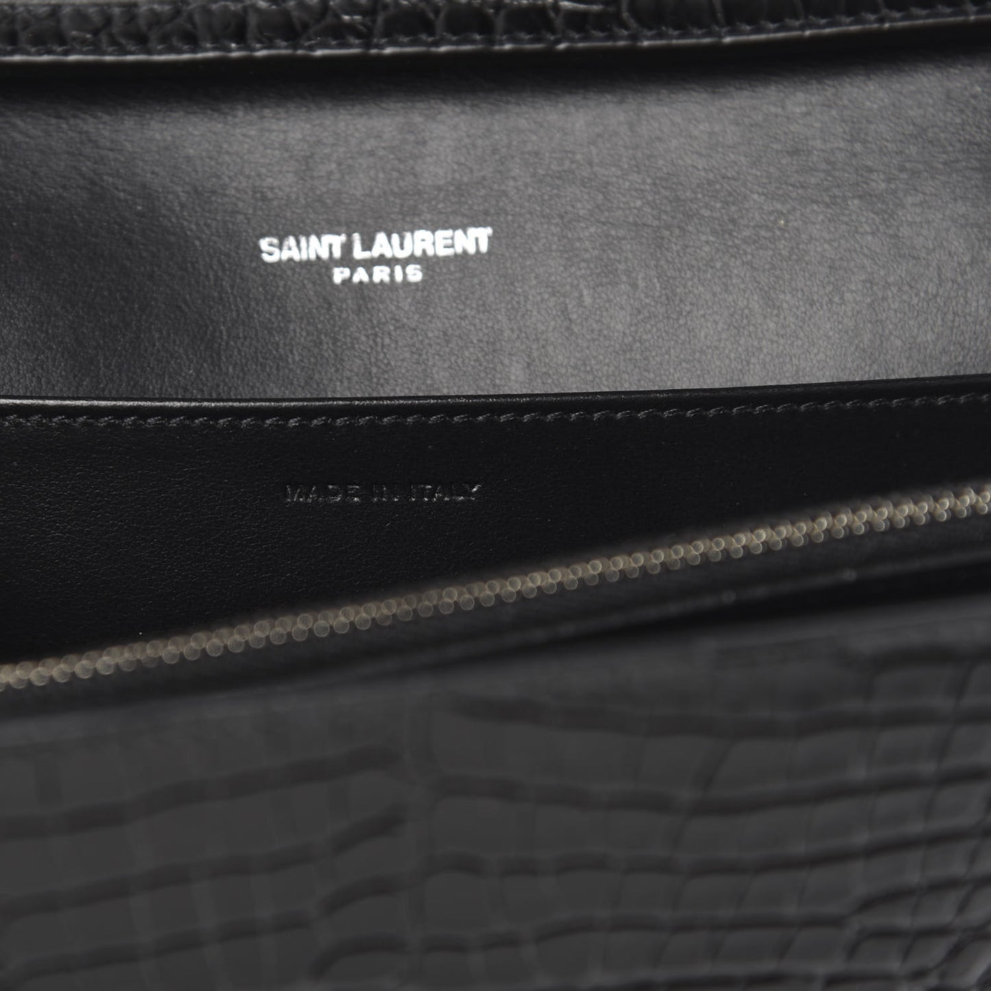 Calfskin Crocodile Embossed Monogram Uptown Crossbody Black
