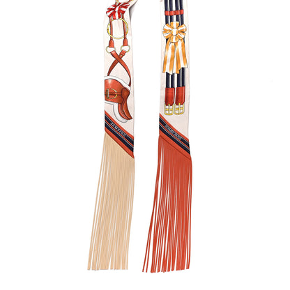 Hermes Silk Jumping Fringed Twilly Creme Alezan Anthracite 2 of 4