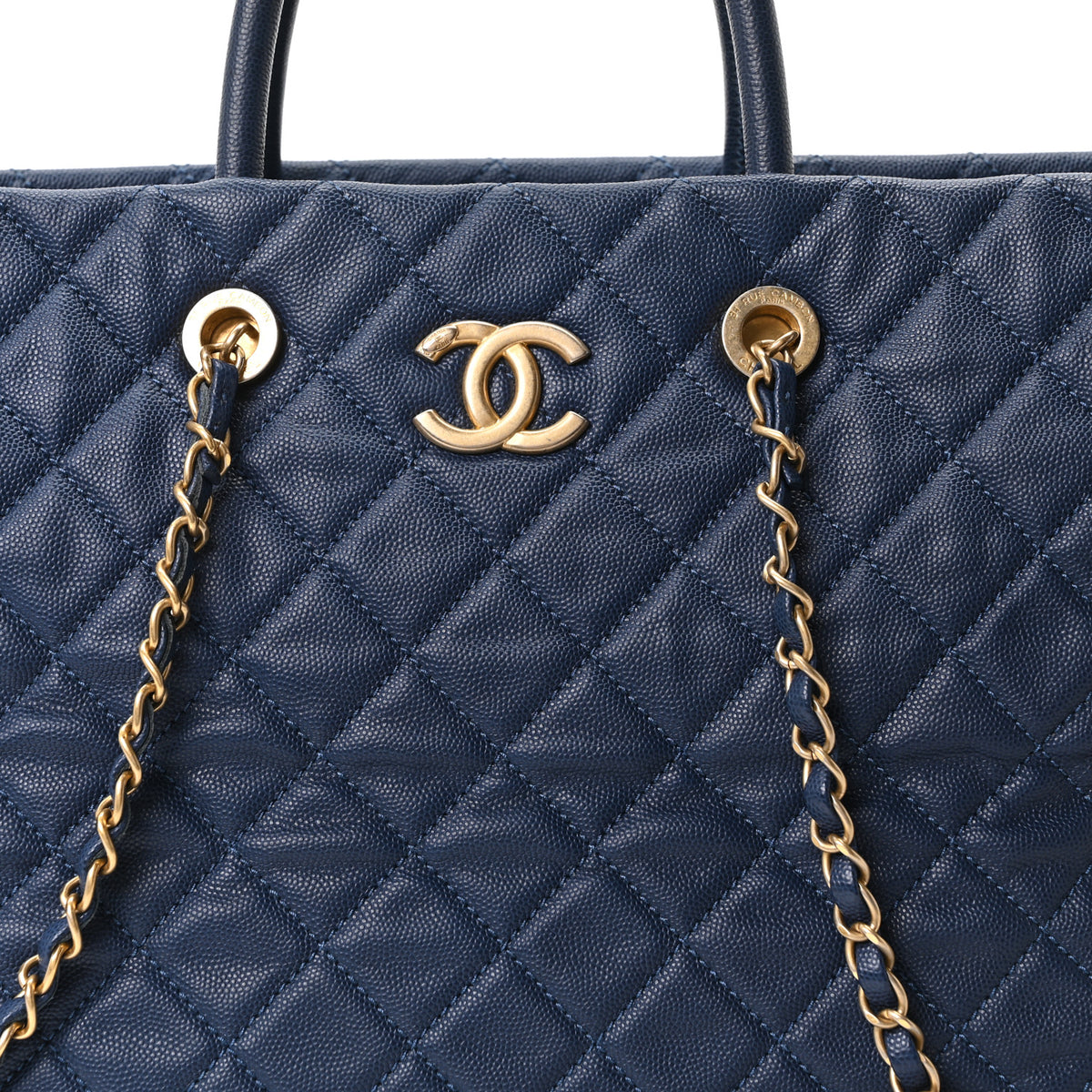 Chanel Caviar Quilted Large Coco Handle Shopping Tote Navy 9 of 11