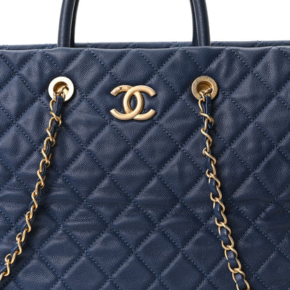 Chanel Caviar Quilted Large Coco Handle Shopping Tote Navy 9 of 11