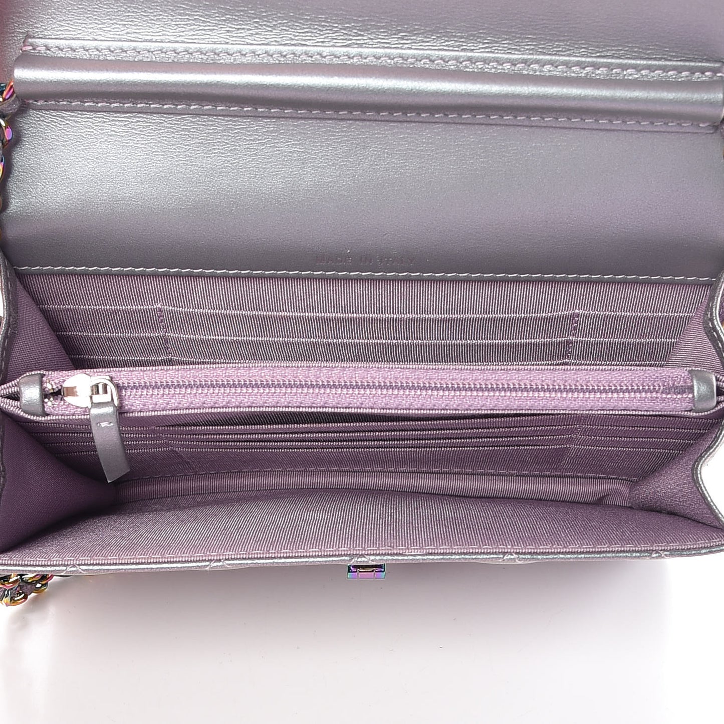 Iridescent Lambskin Quilted Reissue 2.55 Square Wallet On Chain WOC Light Purple