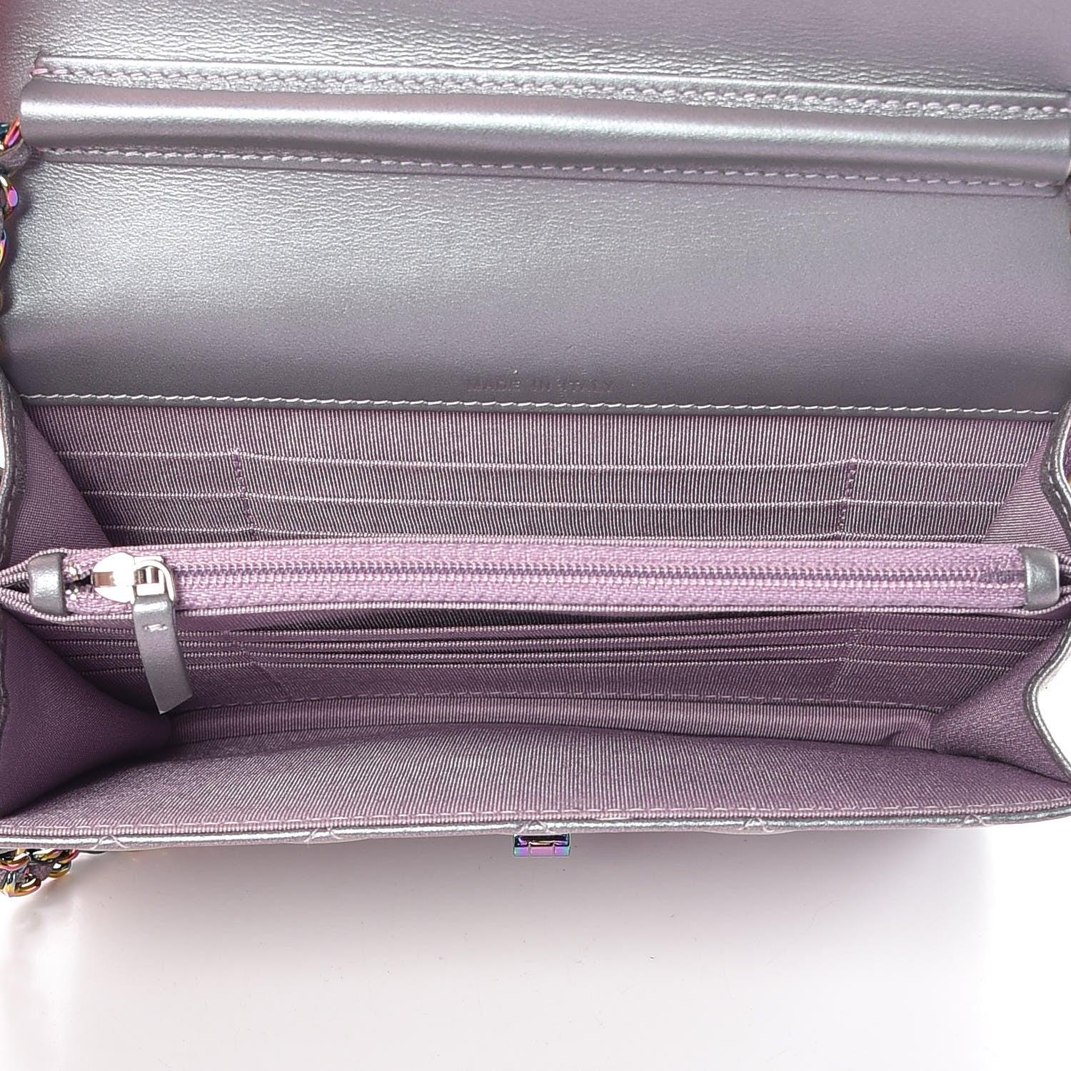 Chanel Iridescent Lambskin Quilted Reissue 2.55 Square Wallet On Chain WOC Light Purple 5 of 11