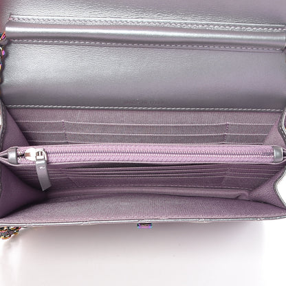 Chanel Iridescent Lambskin Quilted Reissue 2.55 Square Wallet On Chain WOC Light Purple 5 of 11