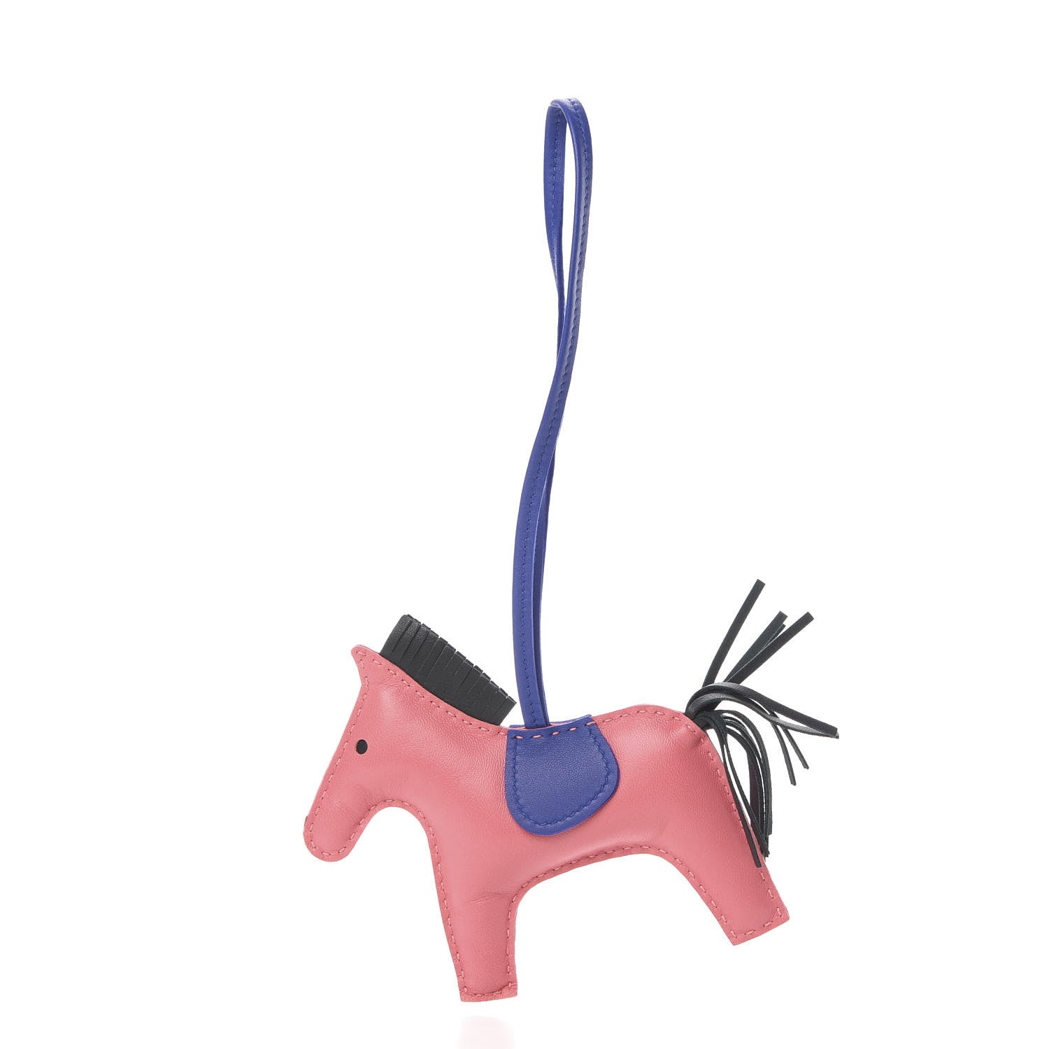 Hermes Milo Lambskin Grigri Rodeo Bag Charm MM Rose Azalee Bleu Electrique Vert Cypress 1 of 5