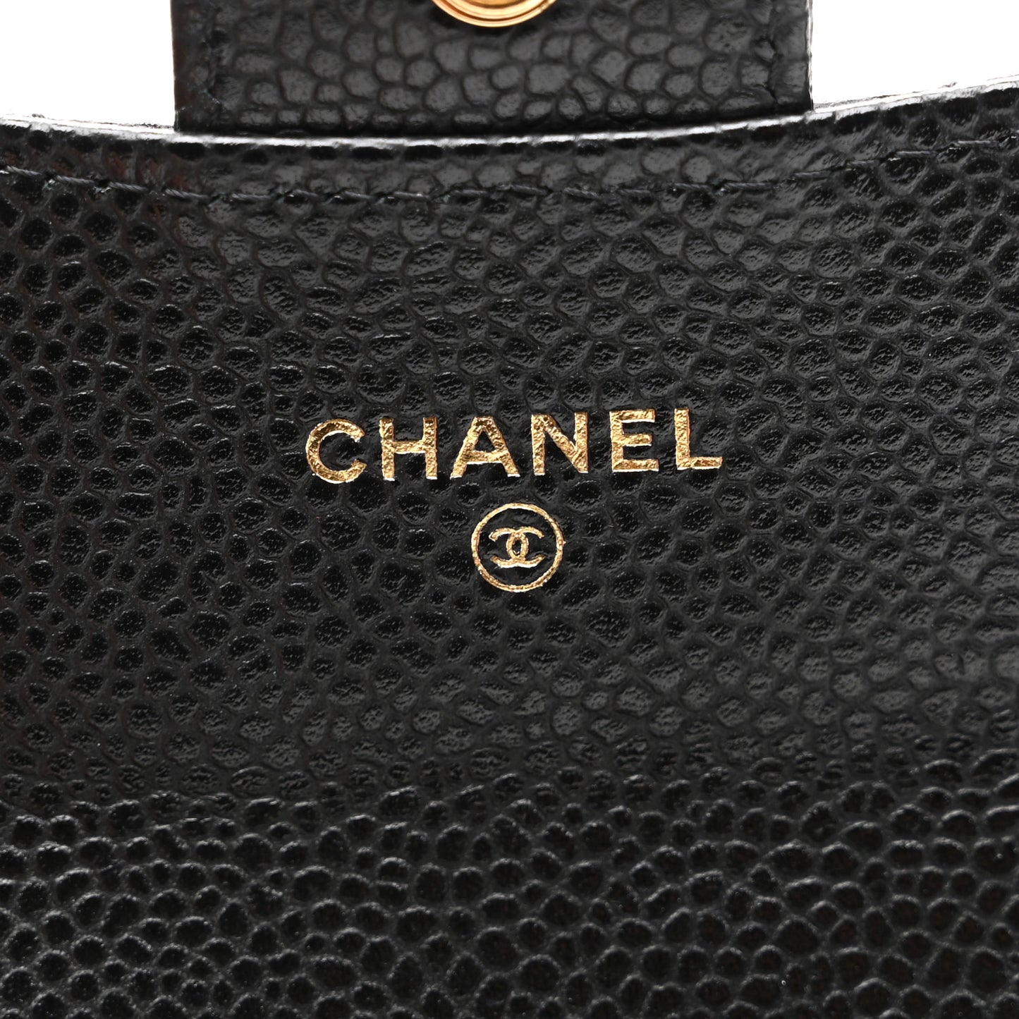 Caviar Quilted Flap Card Holder Wallet Black