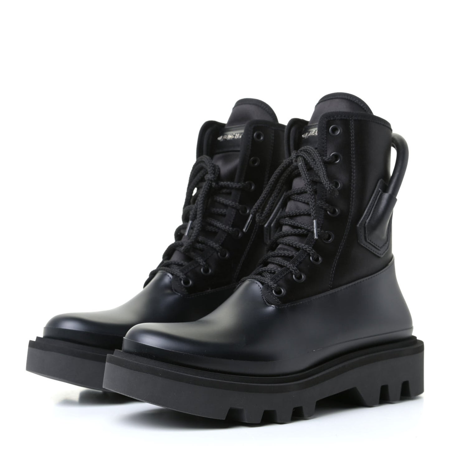 Satin Neoprene Combat Rain Boots 39 Black