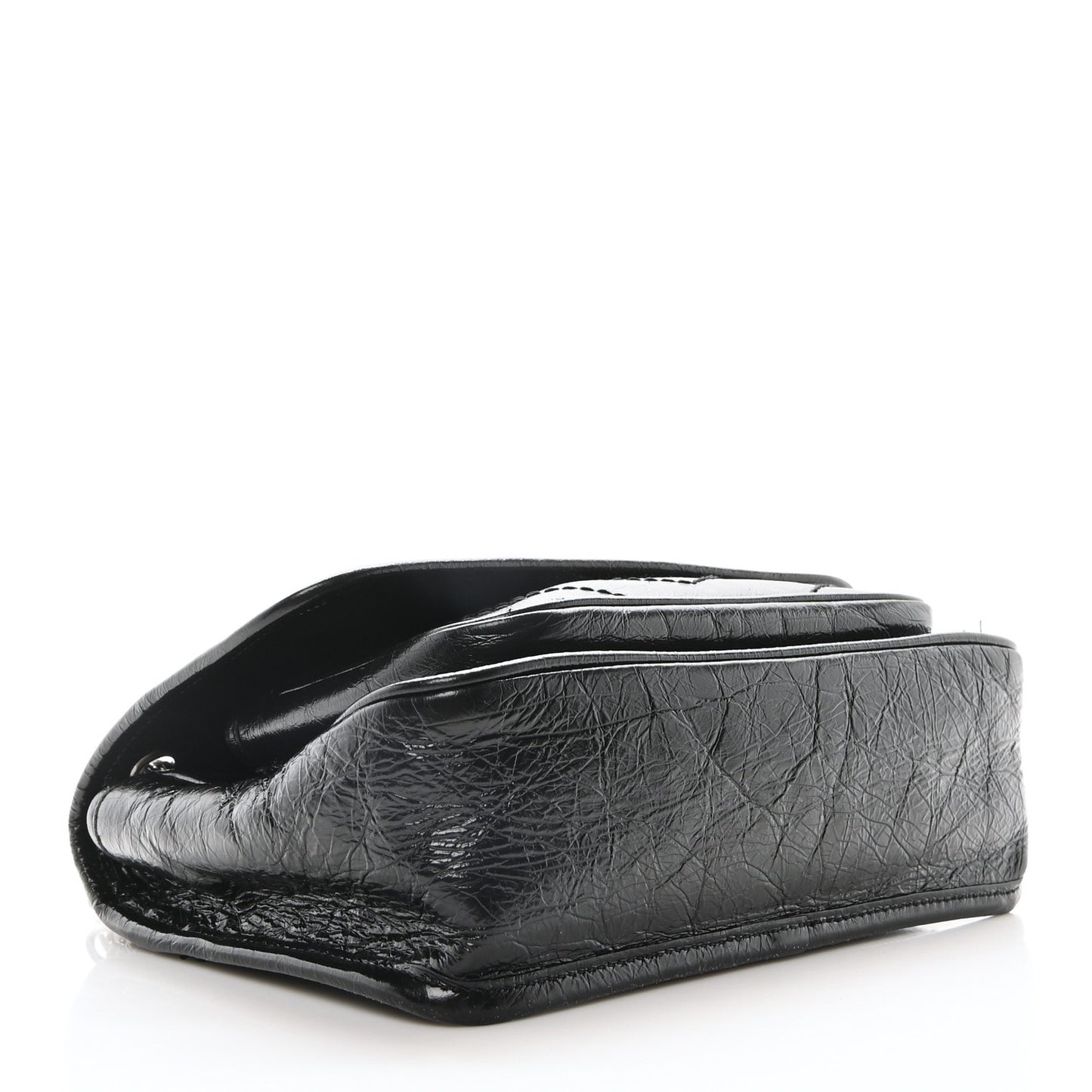Crinkled Calfskin Matelasse Monogram Baby Niki Chain Satchel Black