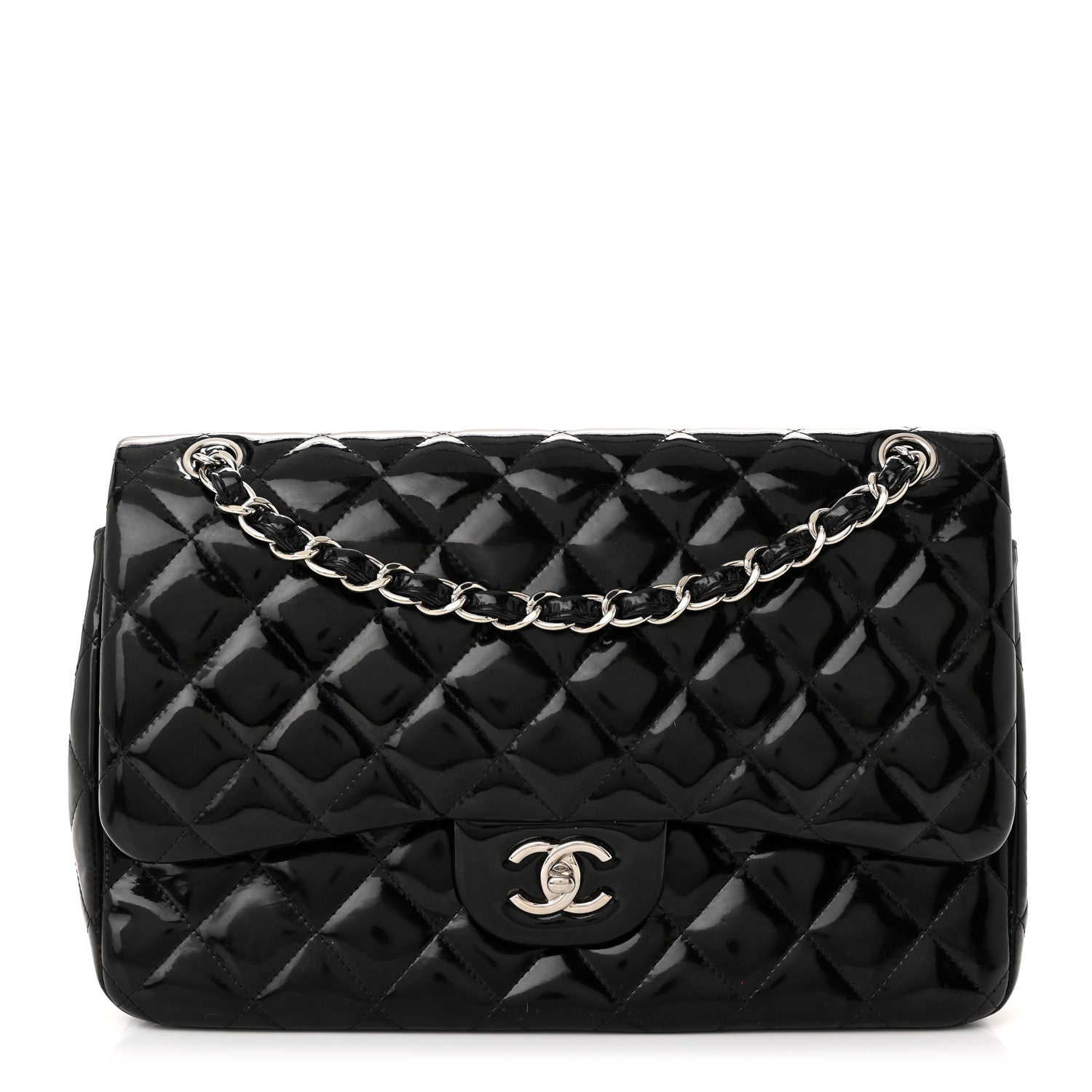 Chanel Patent Quilted Jumbo Double Flap Black 1 of 10