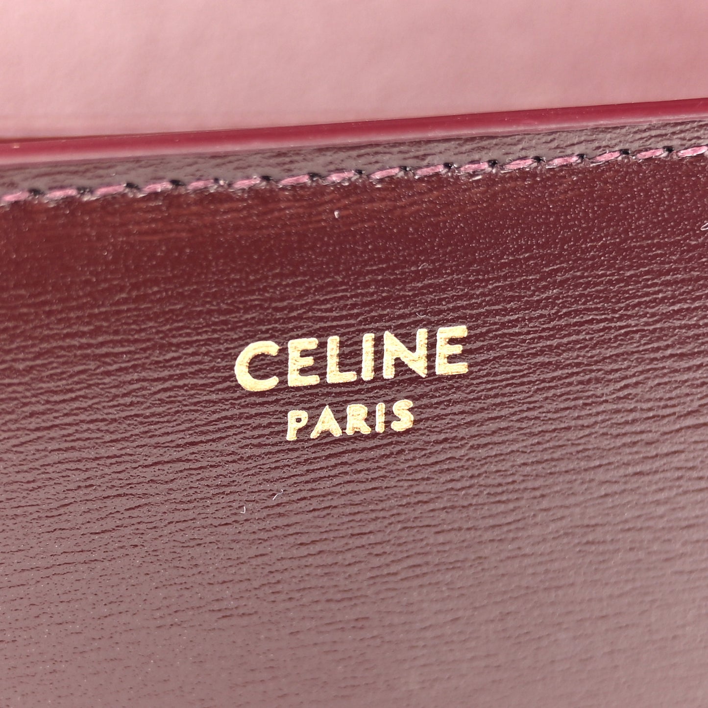 Shiny Calfskin Triomphe Margo Wallet on Chain Burgundy