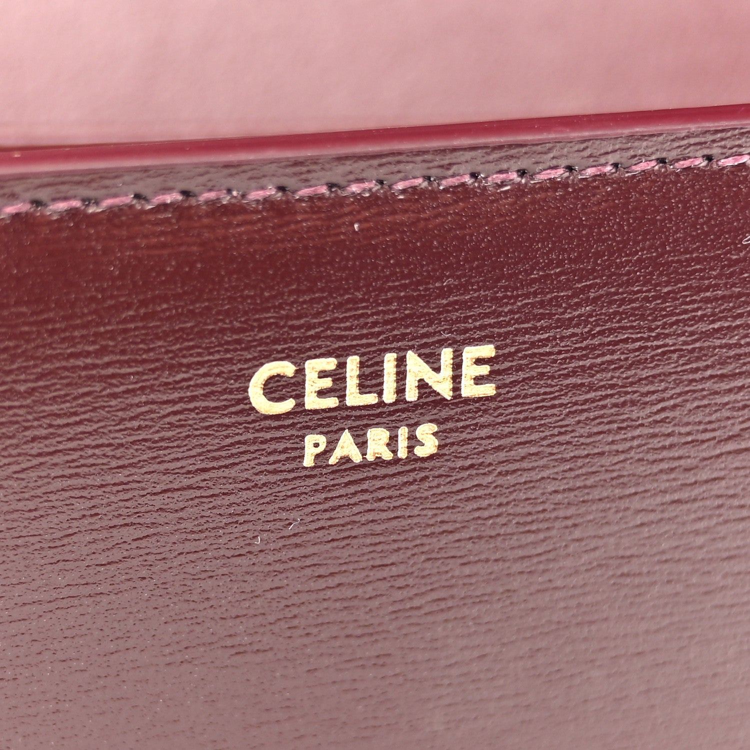 Celine Shiny Calfskin Triomphe Margo Wallet on Chain Burgundy 6 of 11