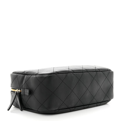 Chanel Calfskin Diamond Stitched Top Handle Bowling Bag Black 4 of 10