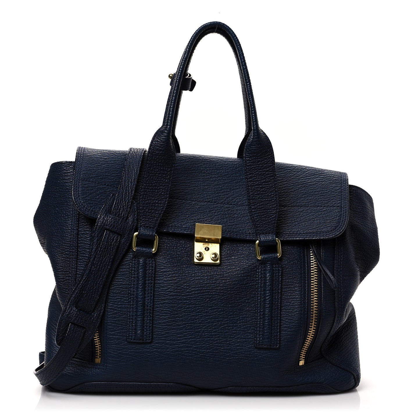 Textured Calfskin Large Pashli Satchel Ink