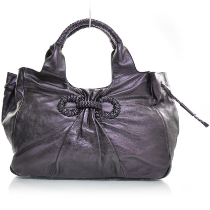 FASHIONPHILE SALVATOREFERRAGAMOVitelloGancioIntreccShoulderBagMetallicPurple 1 of 8