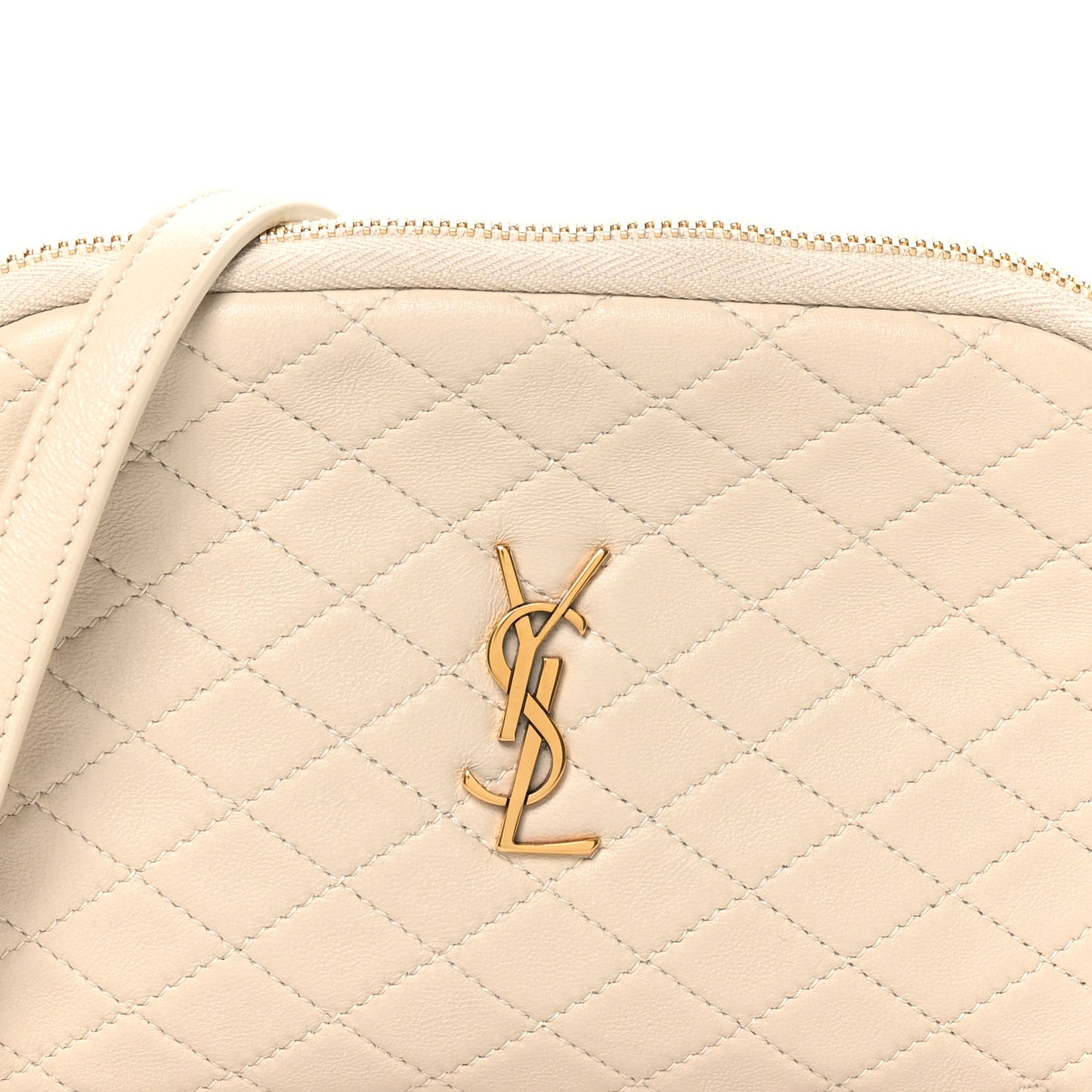 Lambskin Quilted Gaby Zipped Pouch Crema Soft