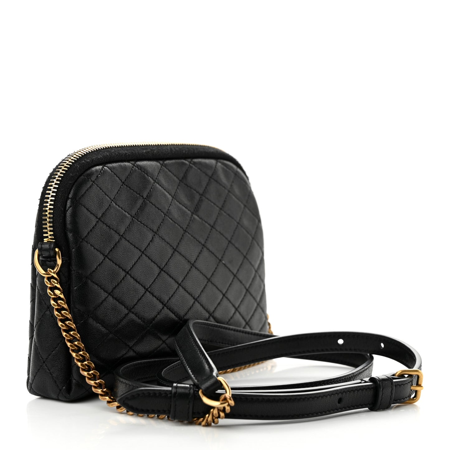 SAINT LAURENT Lambskin Quilted Gaby Zipped Pouch Black