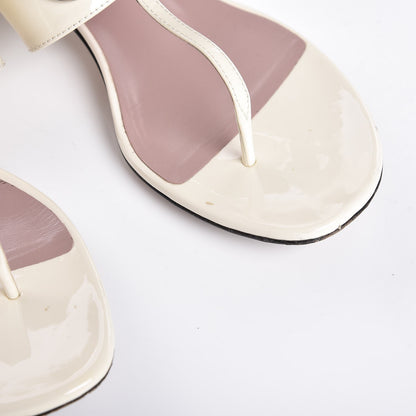Gucci Vernice Crystal Horsebit Thong Sandals 37.5 Off White 10 of 12