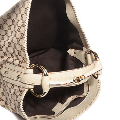 Gucci Monogram Large Horsebit Chain Hobo Off White 5 of 7