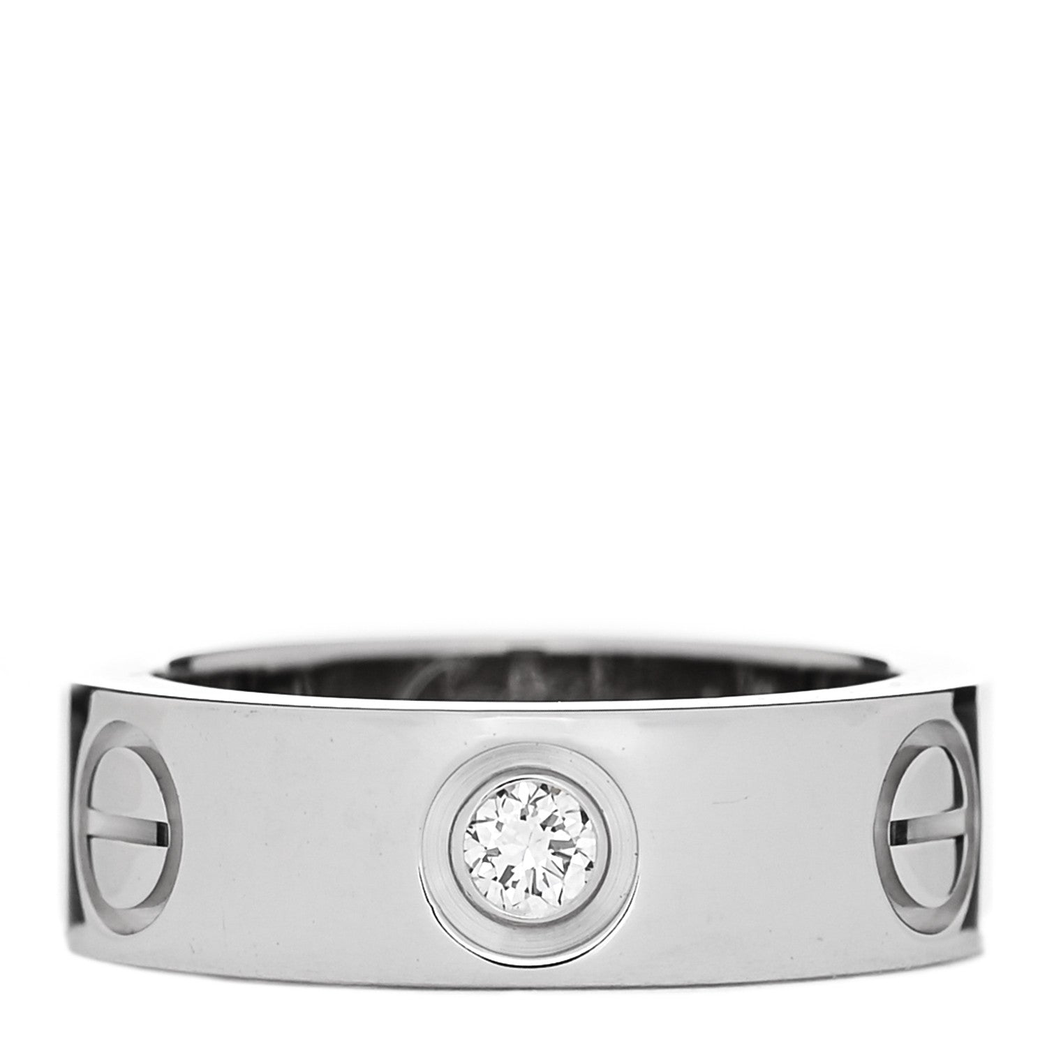 Cartier 18K White Gold 3 Diamond 5.5mm LOVE Ring 46 3.75 1 of 5