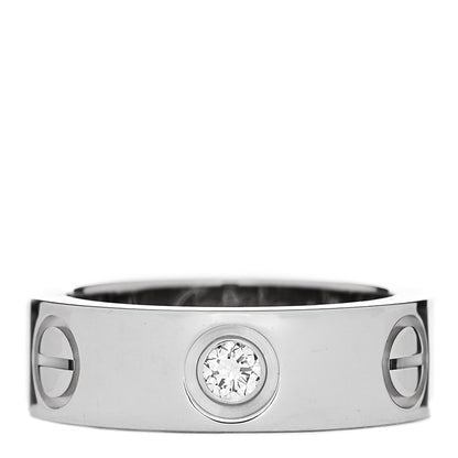 Cartier 18K White Gold 3 Diamond 5.5mm LOVE Ring 46 3.75 1 of 5