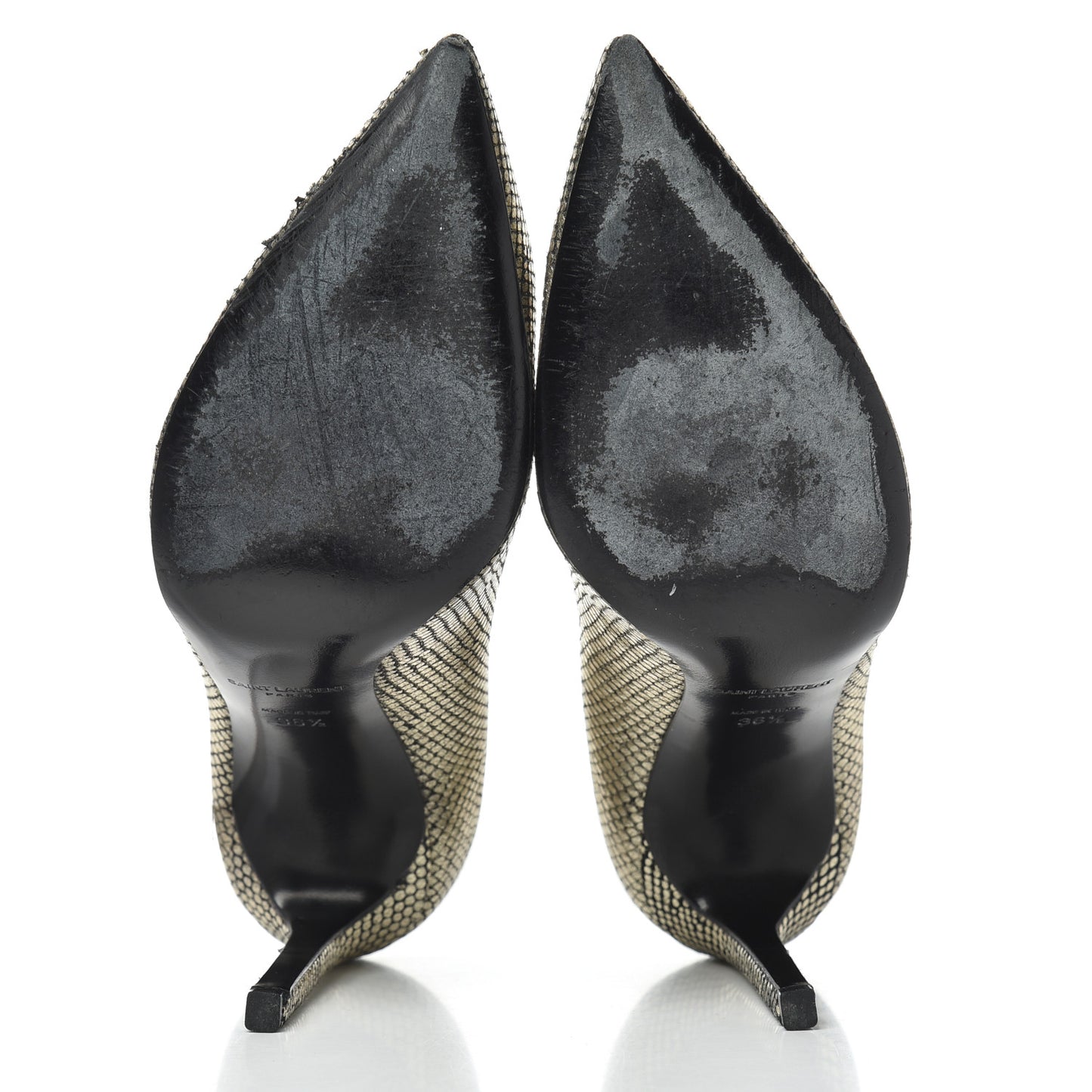 Metallic Snakeskin Embossed Calfskin Classic Paris 105 Pumps 36.5 Black Gold