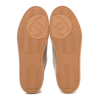 Chanel Fabric Suede Calfskin Logo Sneakers 41 Beige Black White 5 of 14