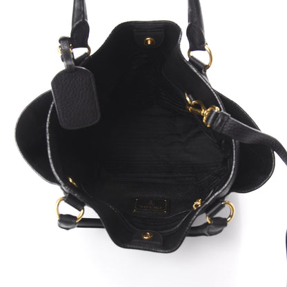 Prada Vitello Daino Side Pocket Tote Black 4 of 10