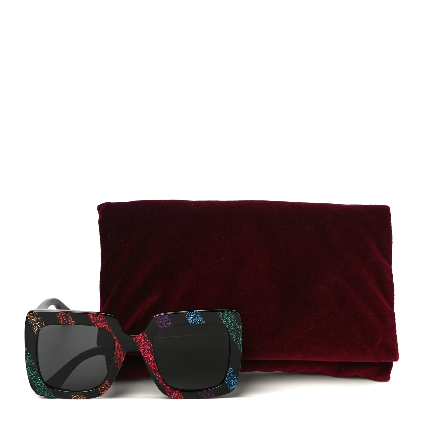 Acetate Oversize Stripe Sunglasses GG0328S Black Multi