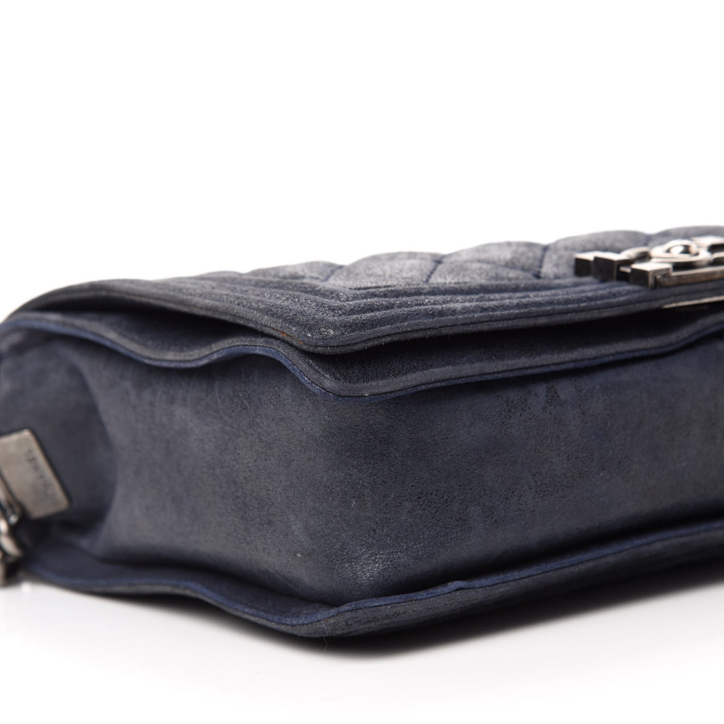 Iridescent Calfskin Quilted New Medium Gentle Boy Flap Navy