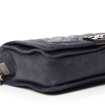 Chanel Iridescent Calfskin Quilted New Medium Gentle Boy Flap Navy 6 of 10