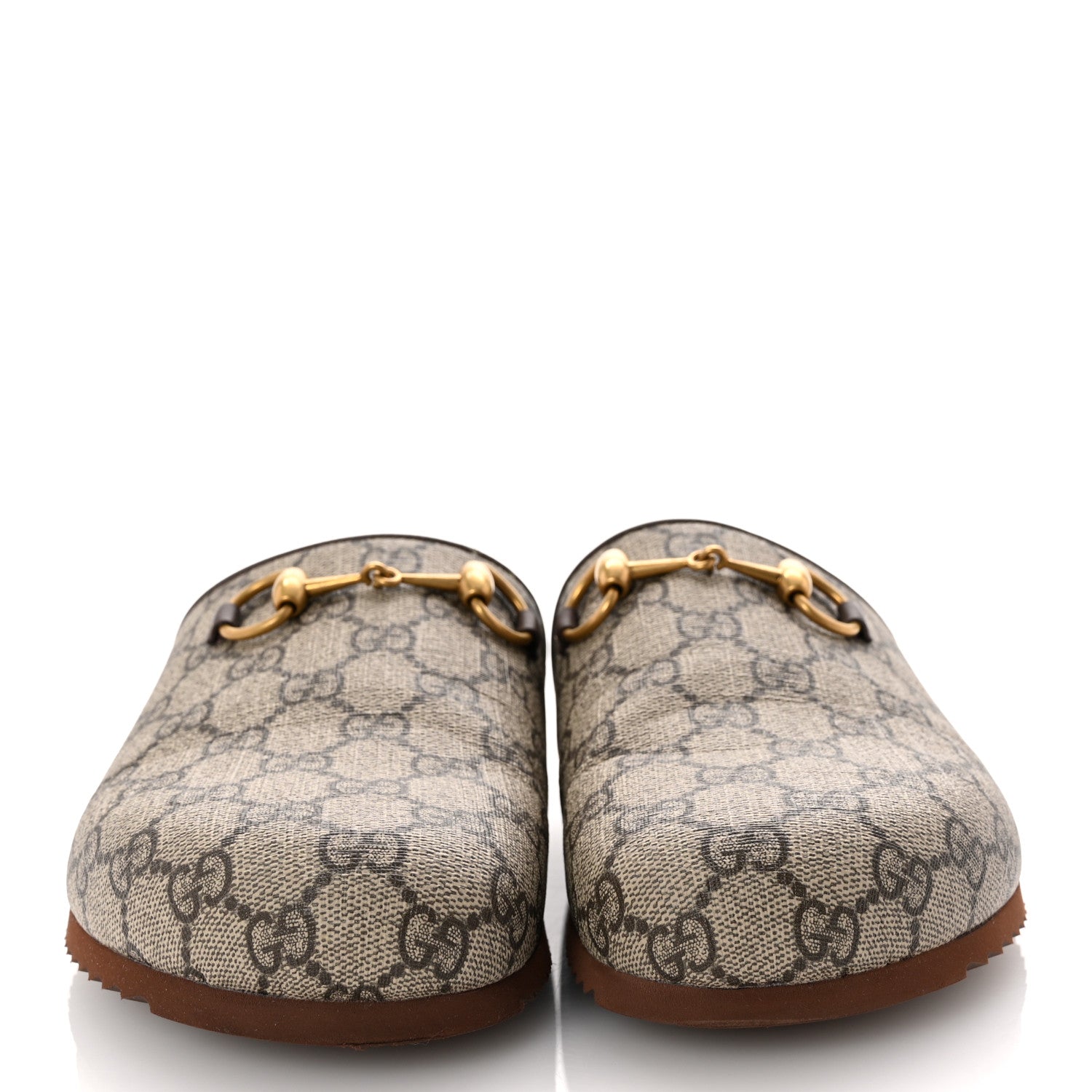 Gucci GG Supreme Monogram Miro Soft Calfskin Womens Horsebit Slippers 39.5 Beige Ebony New Acero 3 of 10