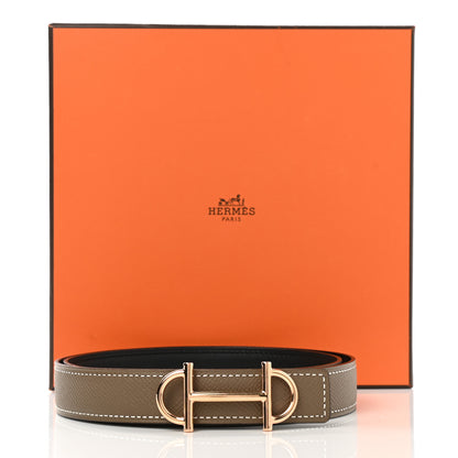 Hermes Swift Epsom 24mm Gamma Belt 80 Black Etoupe 6 of 6