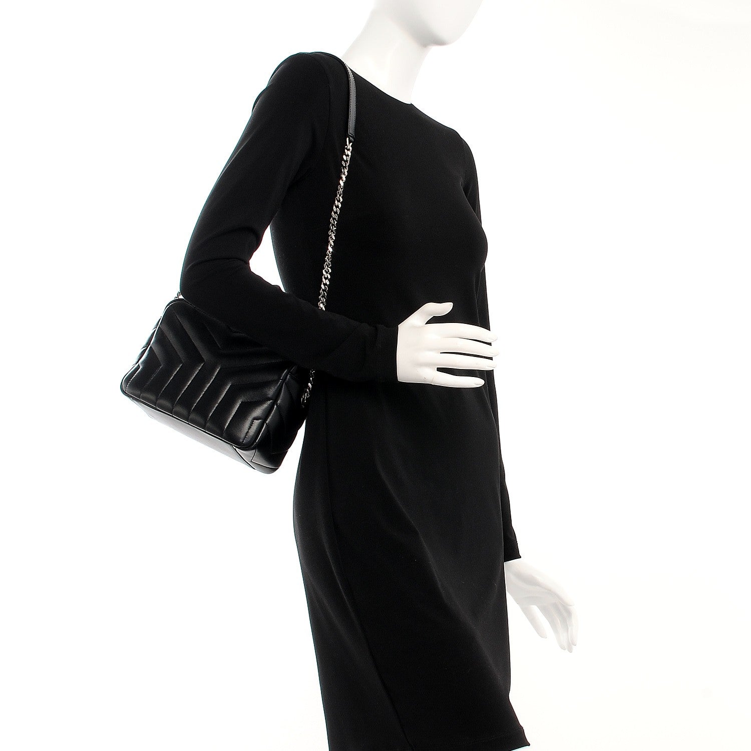 Saint Laurent Calfskin Y Quilted Monogram Small Loulou Bowling Bag Black 2 of 7