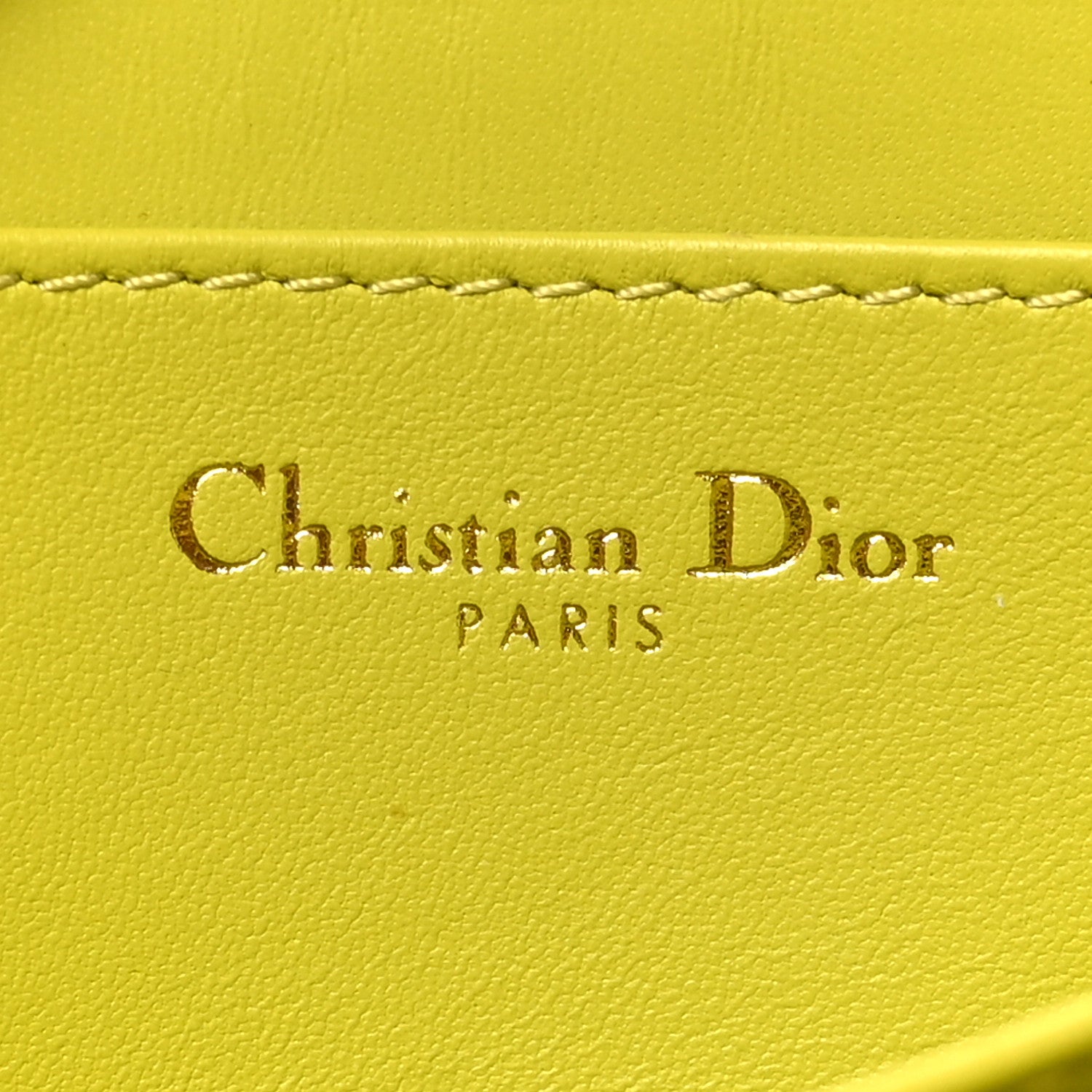 Christian Dior Lambskin Cannage Mini Caro Zipped Pouch on Chain Lime 6 of 10