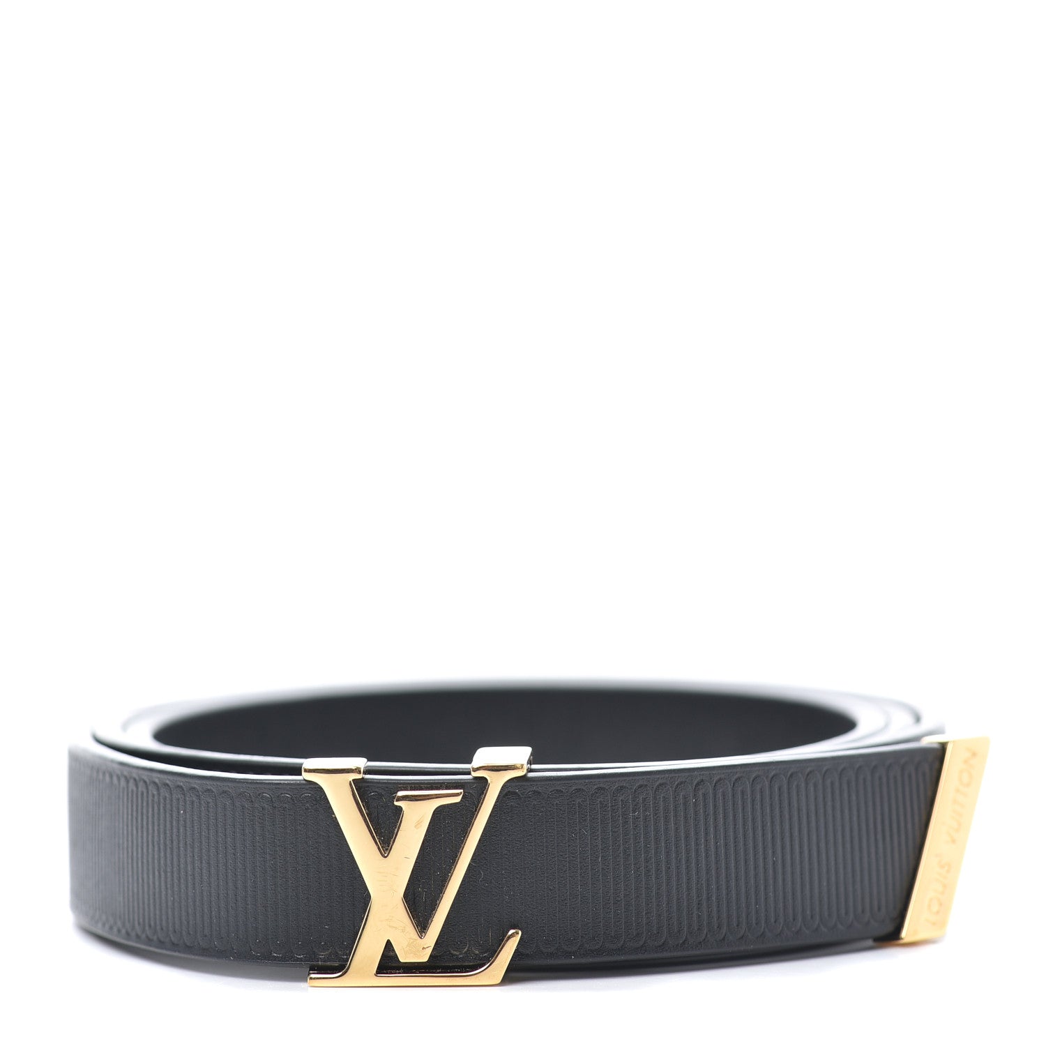 Louis Vuitton Calfskin Embossed 20MM LV Initiales Belt 80 32 Black 1 of 8