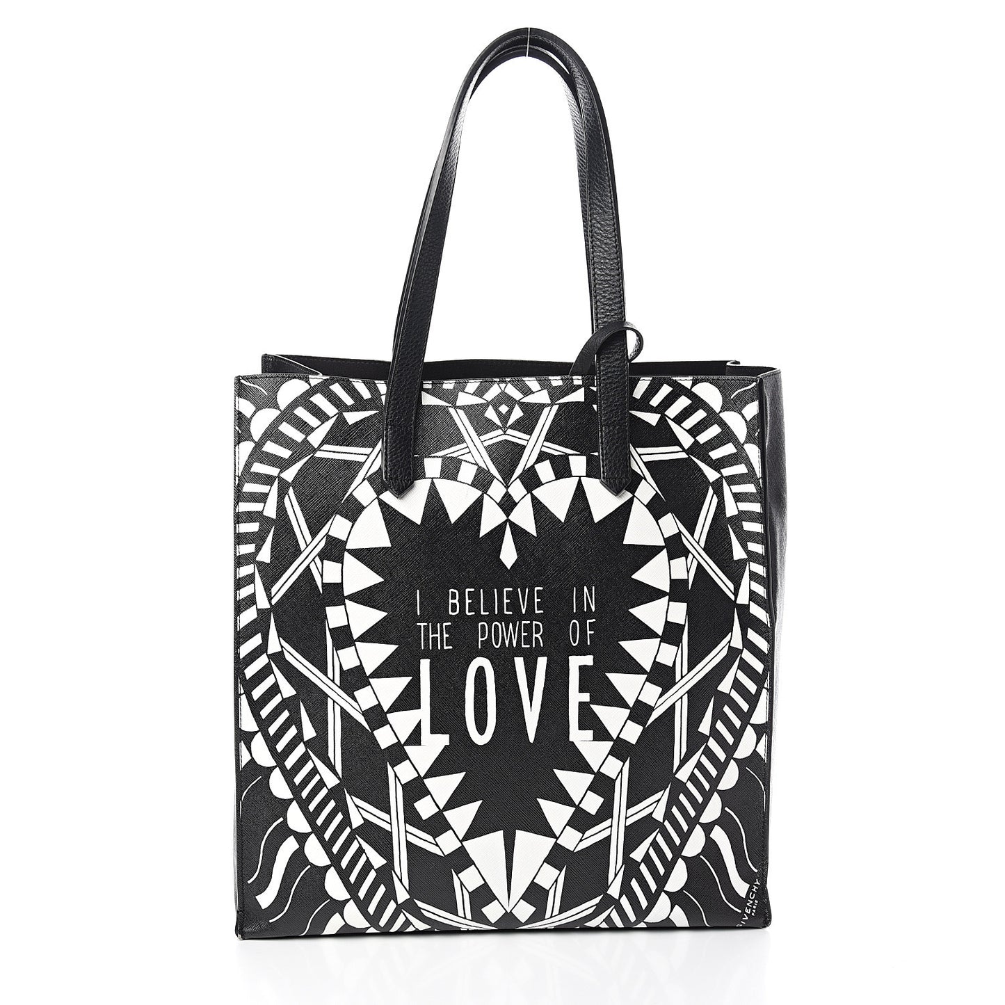 Calfskin Power of Love Print Tote Black