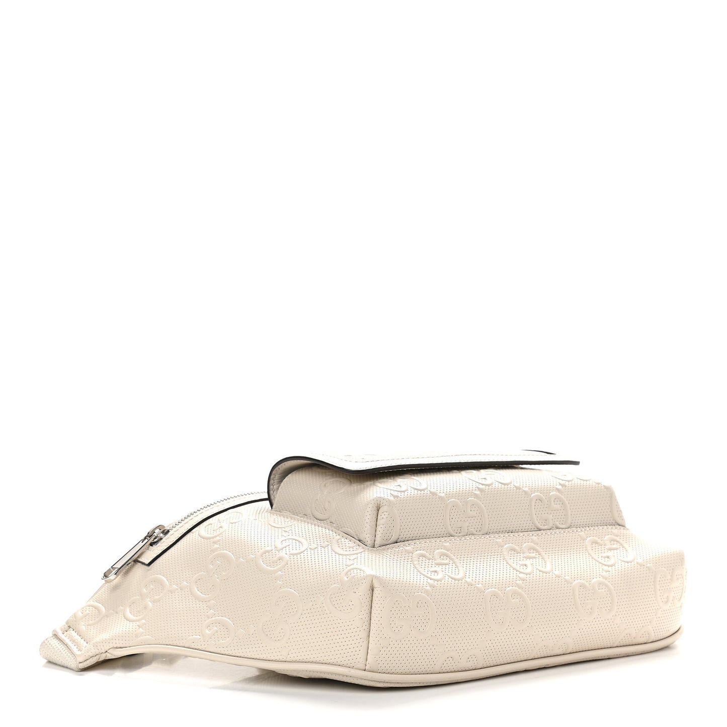 Calfskin GG Tennis Embossed Pocket Belt Bag Mystic White