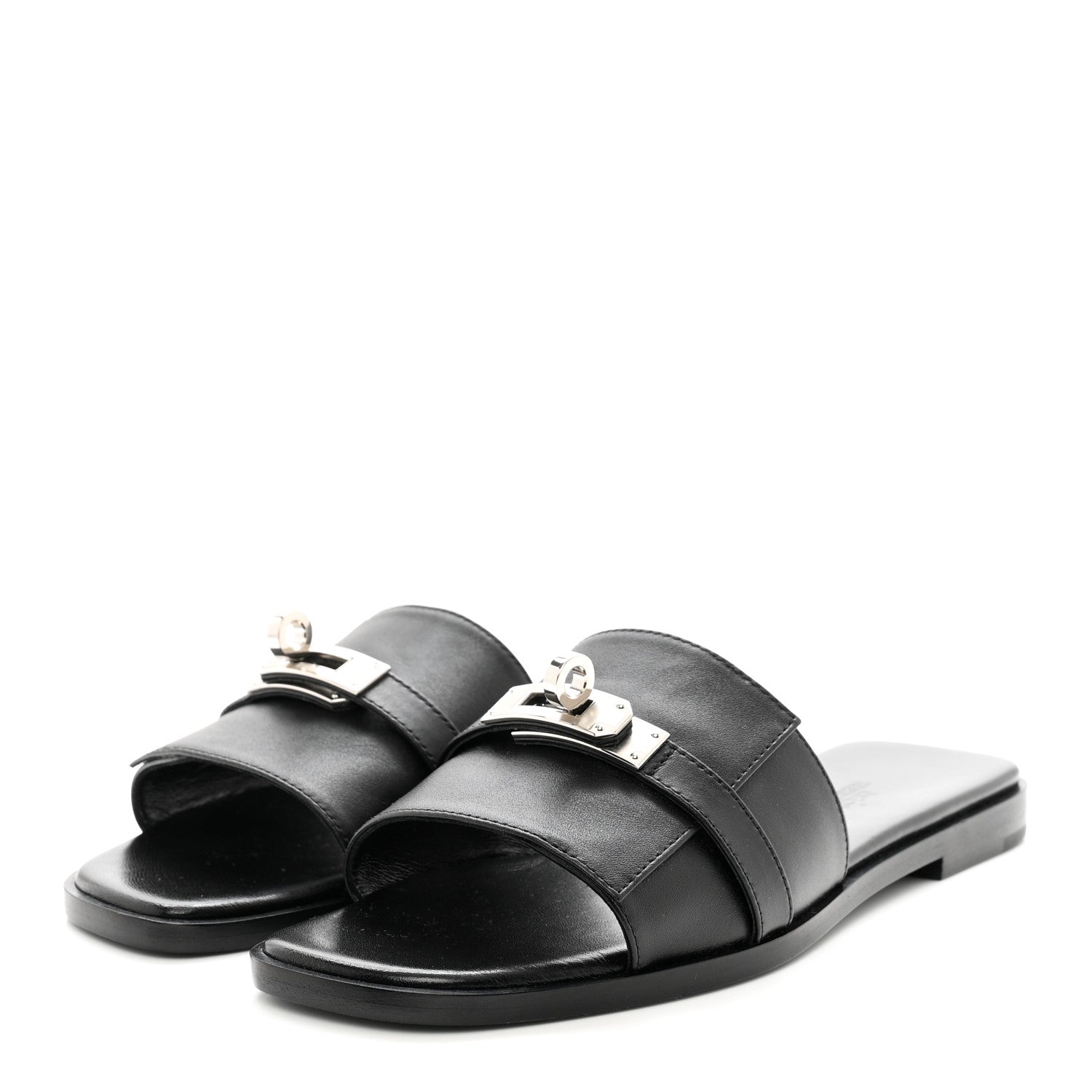 Hermes Calfskin Giulia Sandals 35.5 Black 3 of 12