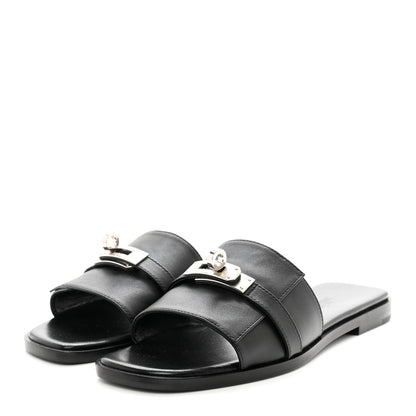 Hermes Calfskin Giulia Sandals 35.5 Black 3 of 12