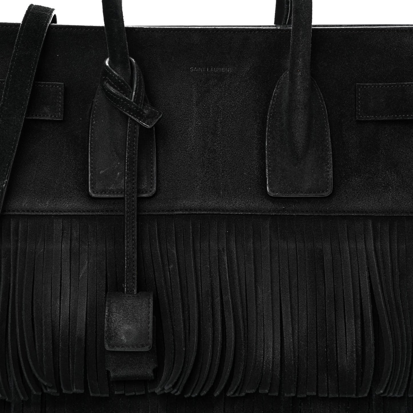 Suede Fringe Small Sac De Jour Black