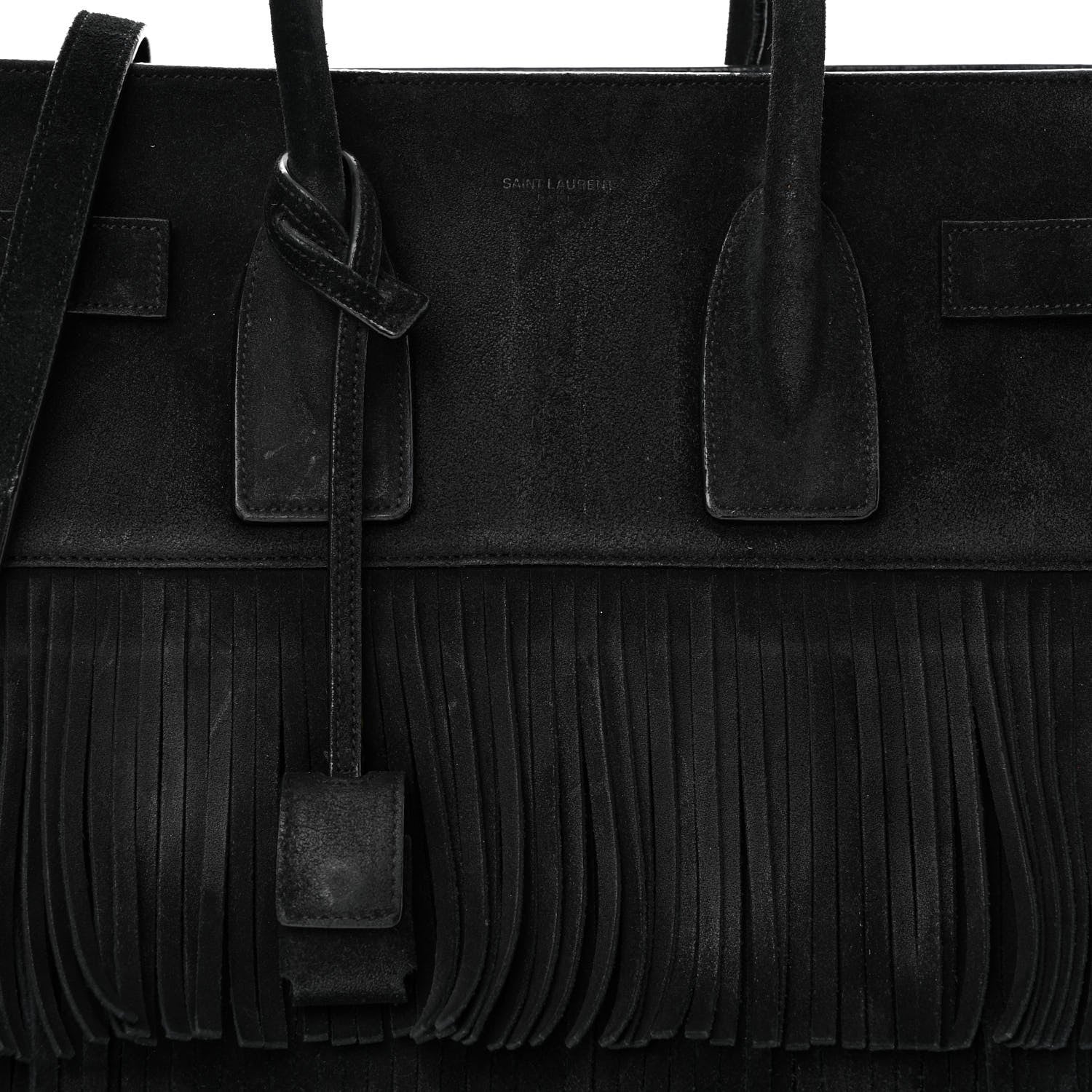 Saint Laurent Suede Fringe Small Sac De Jour Black 8 of 21