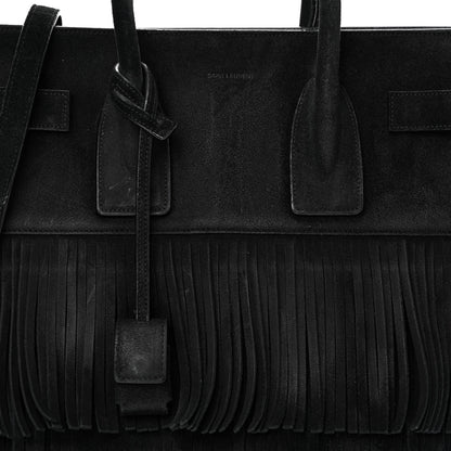 Saint Laurent Suede Fringe Small Sac De Jour Black 8 of 21