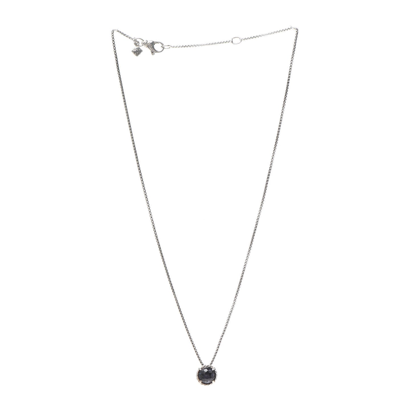 Sterling Silver Black Orchid 8mm Petite Chatelaine Pendant Necklace
