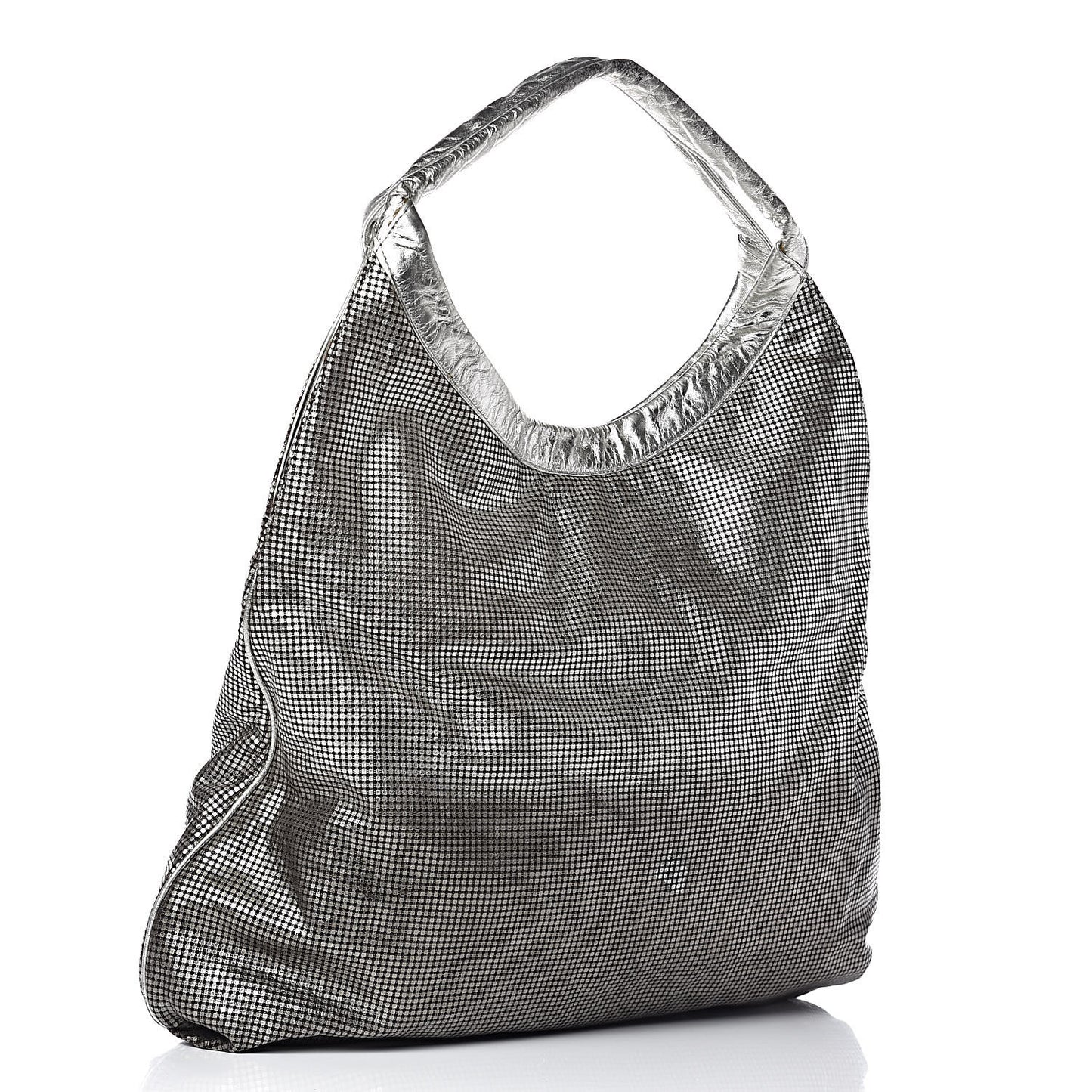 Metallic Perforated Lambskin Hollywood Hobo Silver