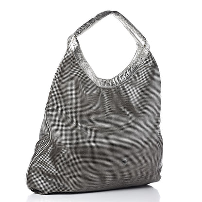 Chanel Metallic Perforated Lambskin Hollywood Hobo Silver 3 of 17