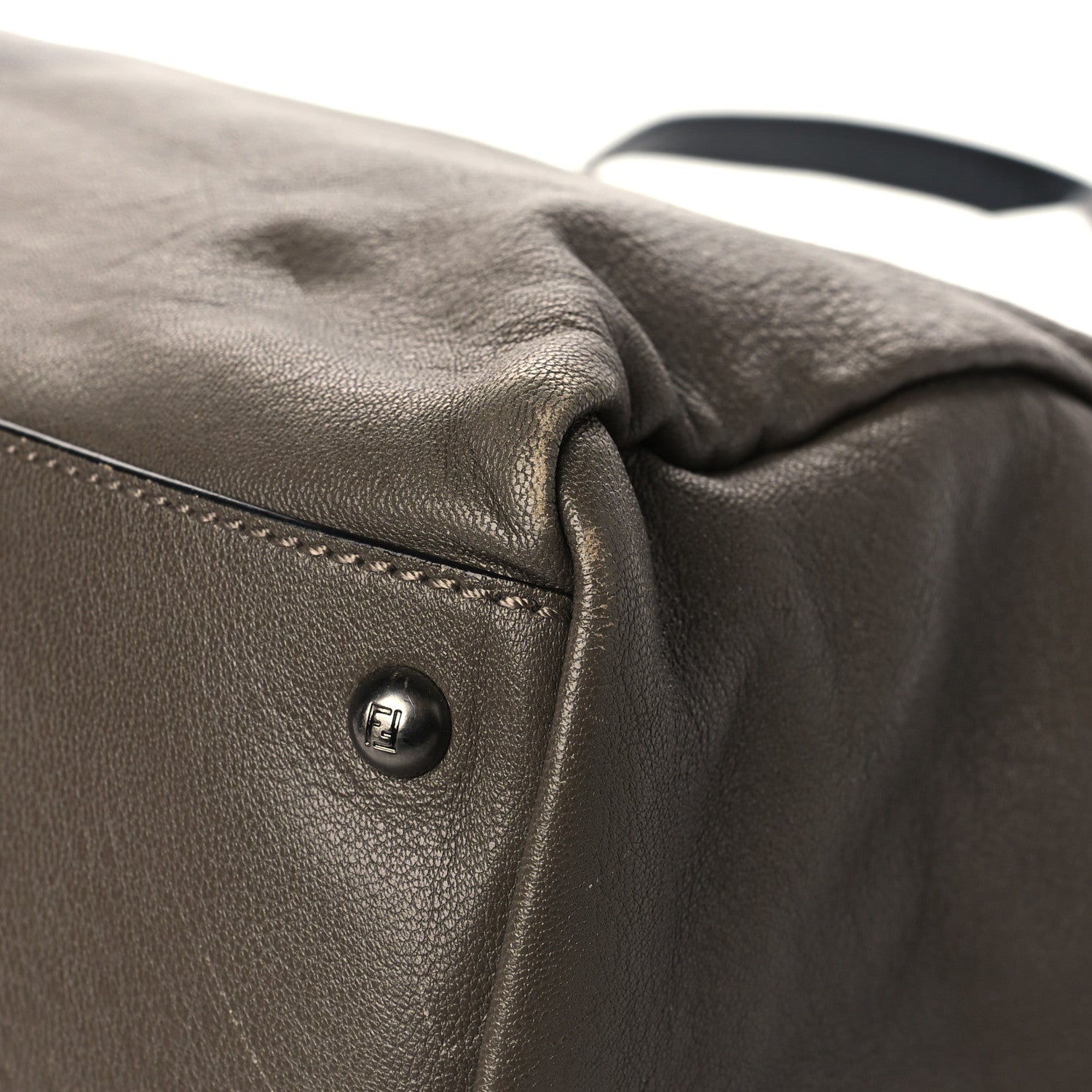 Fendi Goatskin Zucca Large Peekaboo Iconic Satchel Taupe Tobacco Moro 8 of 10