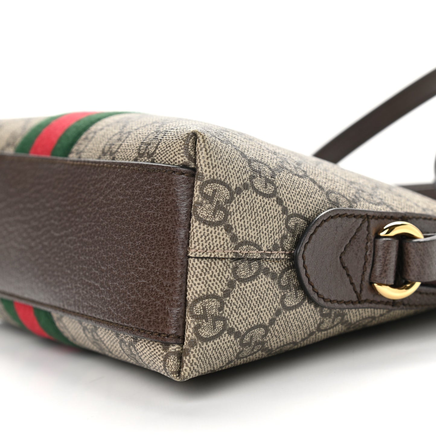GG Supreme Monogram Textured Dollar Calfskin Web Small Ophidia Dome Shoulder Bag Beige Ebony New Acero