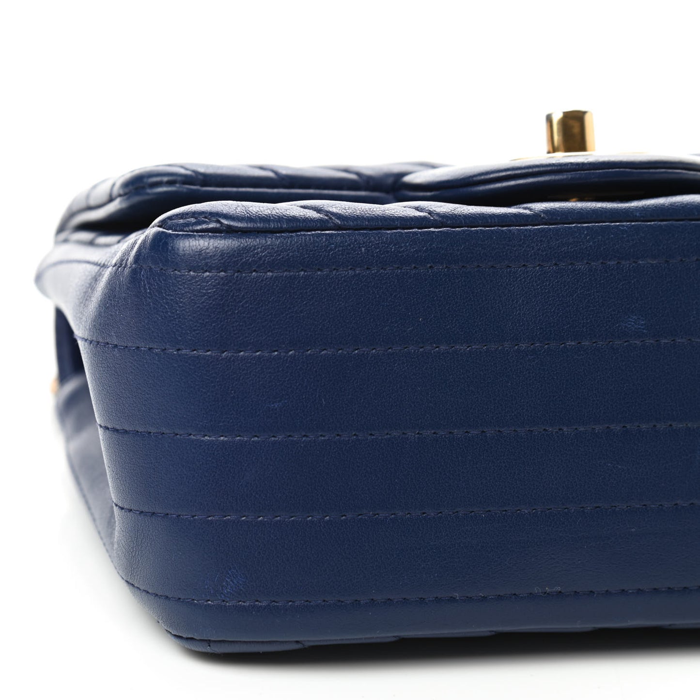 Lambskin Chevron Quilted Mini Square Flap Blue