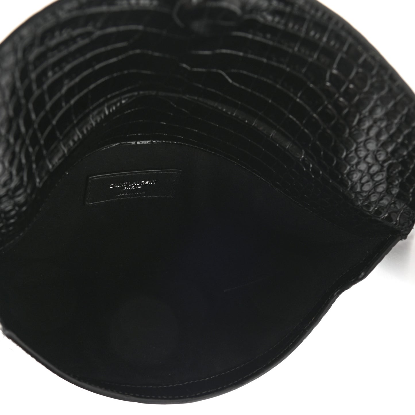 Calfskin Crocodile Embossed Uptown Monogram Pouch Black